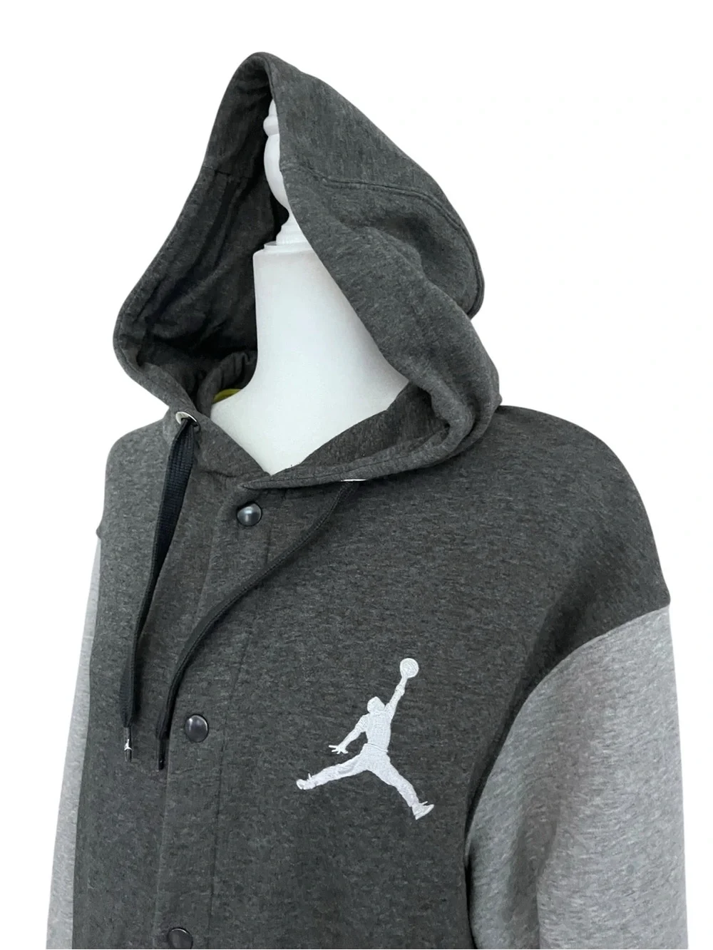Nike Jumpman Jordan Size XL Snap Front Hoodie Sweater Jacket Gray